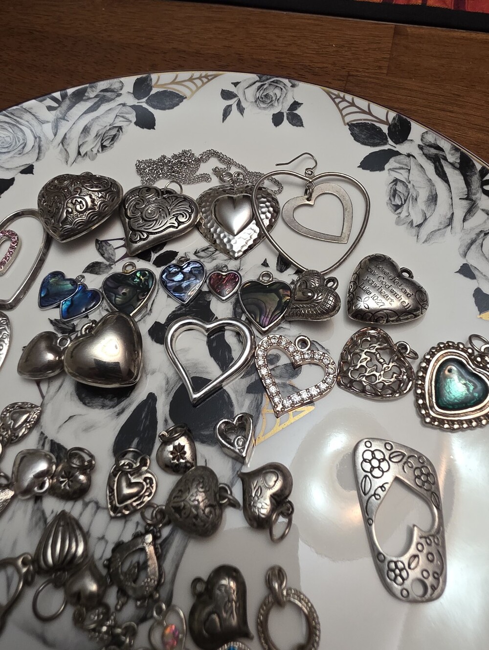 43 Vintage/costume Silver Toned Heart Charm Craft Lot Bundle Estate - Picture 6 of 13
